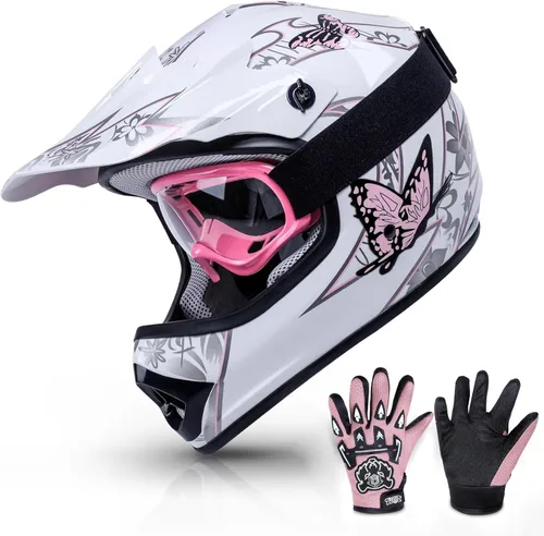 Vista 12 de TCMT Casco de motocross para niños y jóvenes, color negro, casco de motocross, motocross, moto de calle, karting, BMX, MX, ATV, casco de cara