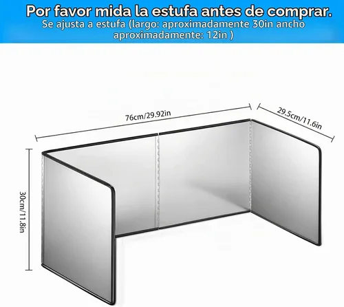 Vista 5 de Protector contra salpicaduras para estufa de 4 lados, protector de salpicaduras de grasa de acero inoxidable