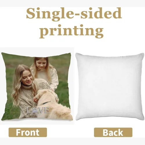 Vista 2 de Personalized One Picture Pillow Cover with Custom Text Allowing You to Create a Memorable Cushion Design That fits Your Sofa or Bedroom While