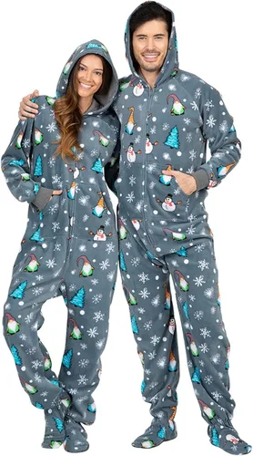 Vista 3 de Footed Pajamas - Enterizo con capucha a juego para la familia Suéteres de una pieza para niños, niñas, hombres, mujeres y mascotas, unisex, Naranja
