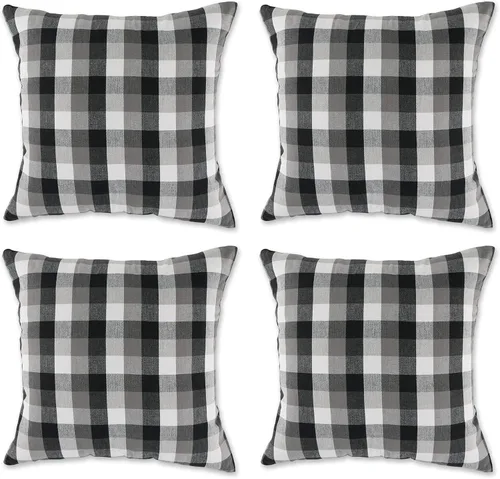 Vista 12 de DII Colección de fundas de almohada cuadradas decorativas de algodón, lavables a máquina, cremallera oculta, 18 x 18 pulgadas, surtido negro, 4