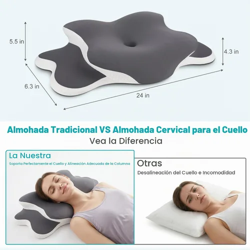 Vista 4 de Esup Almohada cervical ergonómica para aliviar el dolor, altura ajustable