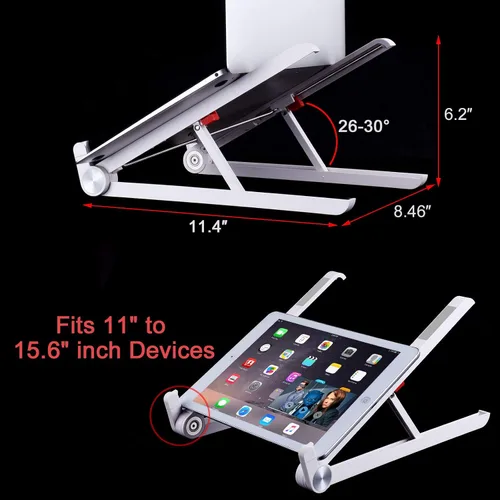 Vista 5 de Soporte para computadora portátil, ajustable, plegable, ergonómico, soporte de escritorio, soporte para MacBook, computadora portátil, PC, iPad