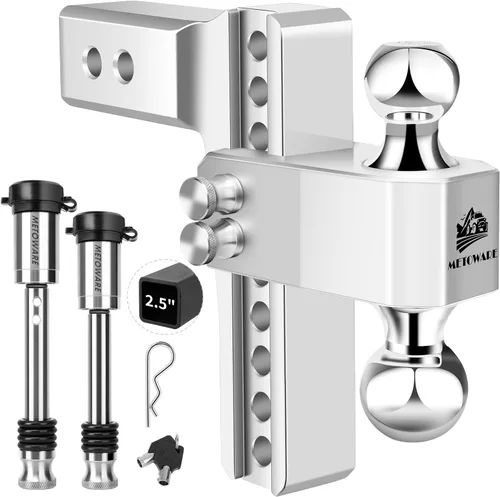 Vista 11 de METOWARE Enganche de remolque ajustable - Enganche de caída de aluminio para receptor de 2.5 pulgadas - Enganche de remolque de servicio pesado