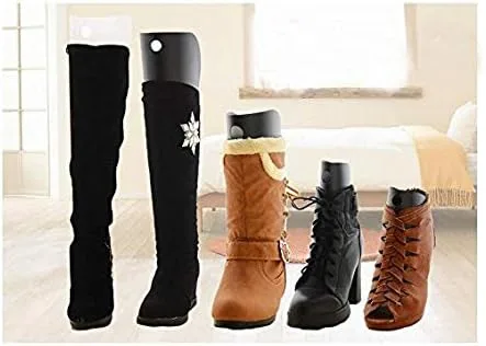 Vista 9 de XUMIN 2 pares de plástico negro grueso para botas largas con inserciones de forma de botas altas y cortas soporte automático soporte soporte soporte