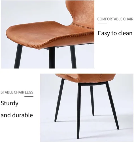Vista 6 de Modern Luxury PU Leather Dining Chair,Armless Accent Office Chairs, Comfortable backrest Sturdy Dressing Stool,with Metal Frame,for Kitchen Living