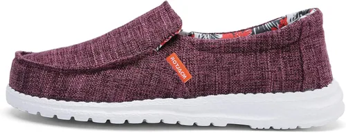 Vista 3 de ROTJACM Zapatos casuales de tela para mujer, zapatos de lona cómodos y anchos con puntera tipo mocasín, ligeros, zapatos para caminar al aire libre