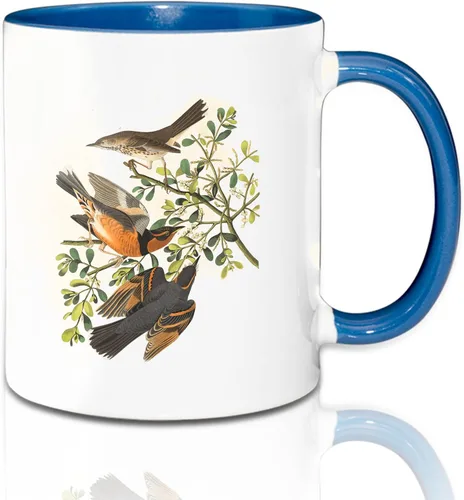 Vista 6 de Sumex Tazas de sublimación de 11 onzas, juego de 12 tazas de café de cerámica para té, leche, café con leche, interior azul y mango