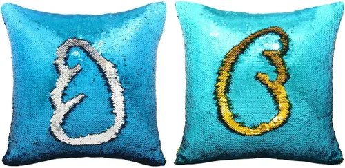 Vista 18 de MOCOFO Fundas de almohada decorativas de lentejuelas mágicas reversibles 16x16-2 de plata a oro + 2 de oro a negro de ante premium para habitación 4