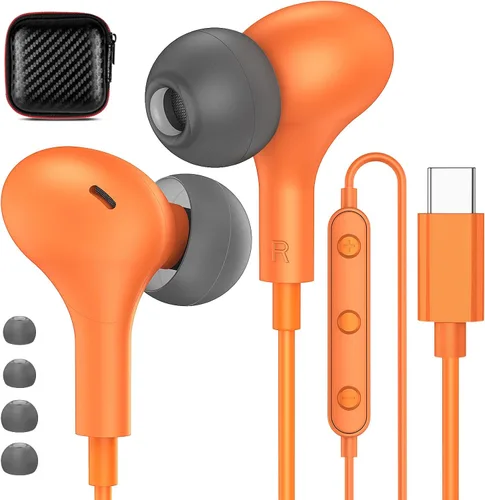 Vista 10 de APETOO Auriculares USB C para Samsung Galaxy S24 Ultra S23 FE S22 S21 A55 A54 A53 Auriculares magnéticos con cable con cancelación de ruido
