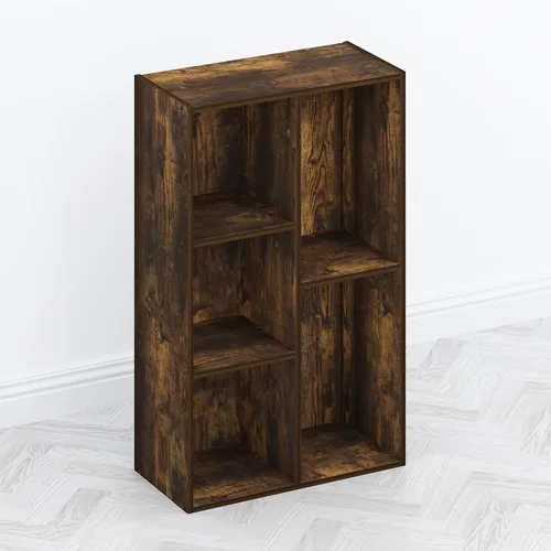 Vista 4 de Furinno TOMI - Estantería reversible de 5 cubos, 9.4 x 19.5 x 31.5 pulgadas, para sala de estar, dormitorio, oficina en casa, pino ámbar