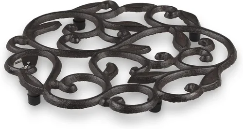 Vista 4 de GASARÉ, Salvamanteles de hierro fundido para platos calientes, ollas y sartenes, salvamanteles de metal, diseño de vid, tapas de patas de goma