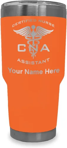 Vista 9 de LaserGram Vaso aislado al vacío de 20 onzas, asistente de enfermera certificada por CNA, grabado personalizado incluido (negro)