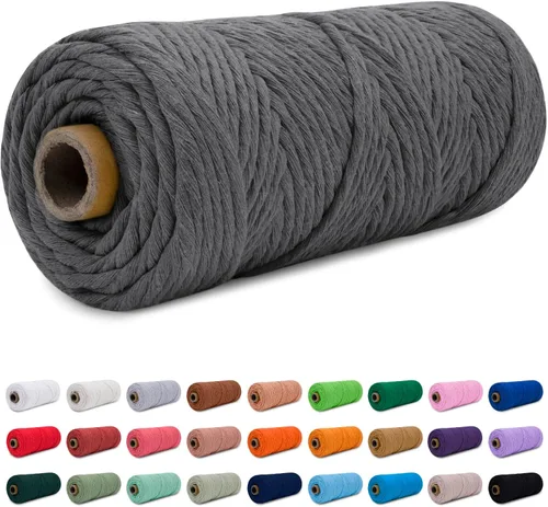 Vista 10 de CAMAL Cordón de macramé de 0.157 in x 109 yardas (328.1 ft), cuerda de algodón de color para tejer, manualidades, colgar en la pared, proyectos