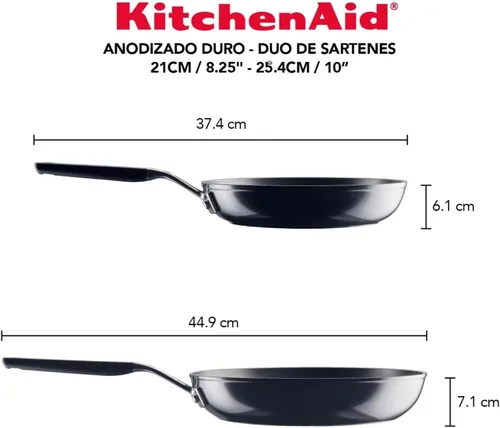 Vista 8 de KitchenAid 84803 Juego de sartenes antiadherentes de anodizado duro/sartén, 8.25 pulgadas y 10 pulgadas - Negro Onyx