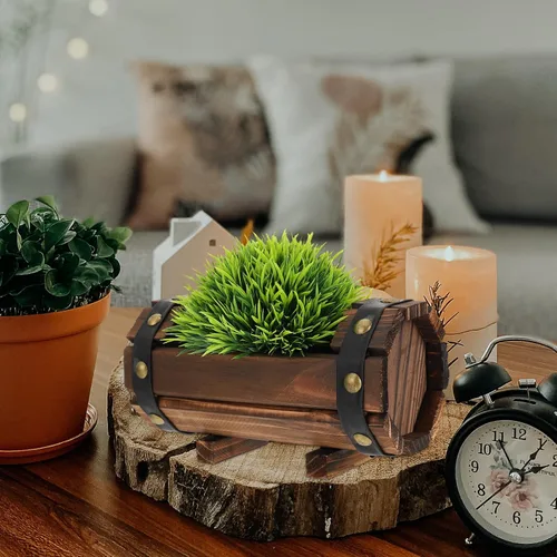Vista 4 de Maceta rústica de madera con barril para whisky, maceta de flores para suculentas, contenedor para patio, jardín, patio trasero