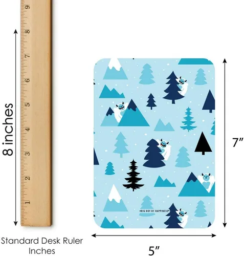 Vista 4 de Big Dot of Happiness Yeti to Party - Tarjetas de bingo y marcadores - Abominable Muñeco de nieve para fiesta o fiesta de cumpleaños - Juego de 18
