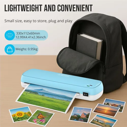 Vista 3 de Suntiko Máquina laminadora con 10 hojas, calentamiento rápido para documentos y fotos A4/A5/A6, oficina, escuela, uso doméstico, suministros