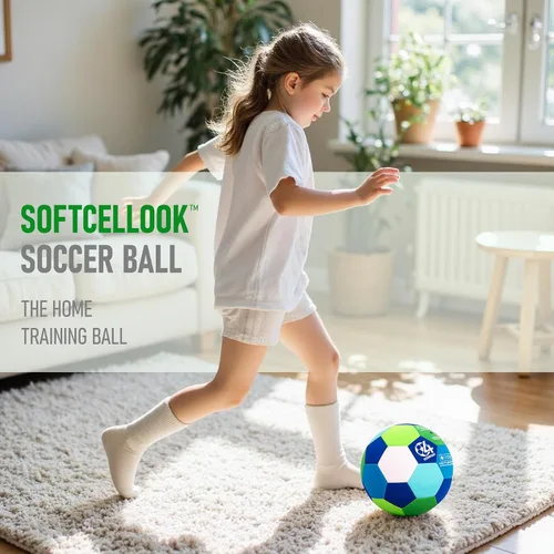 Vista 7 de Balón de fútbol para interiores, tamaño 4, suave, segura y silenciosa, pelota de juguete deportiva para interiores y patio, colorido cumpleaños
