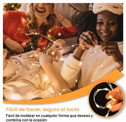 Vista 5 de Ostwiki Guirnalda de luces de hadas que funcionan con pilas, paquete de 6 mini luces de 20 LED, 2,1 metros, luz centelleante de luciérnagas