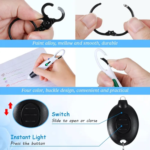 Vista 3 de 30 piezas de clip retráctil para bolígrafo de lanzadera con mini resaltador, bolígrafo de insignia de enfermera, marcador de neón, llavero LED, clip