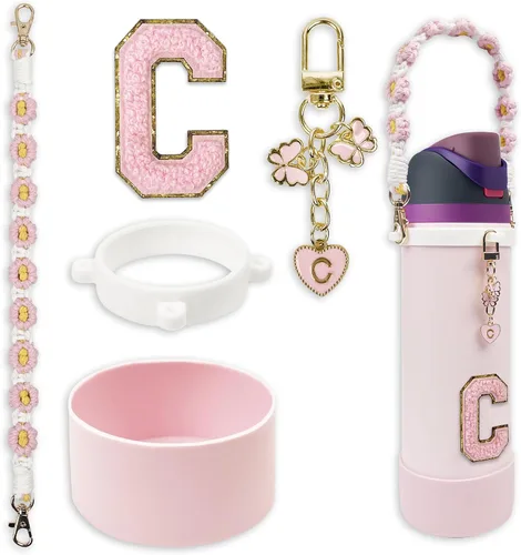 Vista 74 de SITKOL Juego de Monogramas Bonitos de Silicona Compatible con Botella de Agua Owala 24 oz, 32 oz, 40 oz - Accesorios Perfectos con la Letra Owala