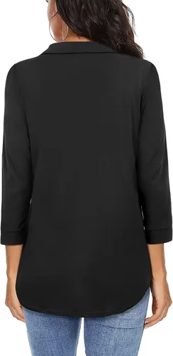 Vista 3 de Timeson Blusa de cuello en V para mujer, manga 34, túnica de trabajo para mujer