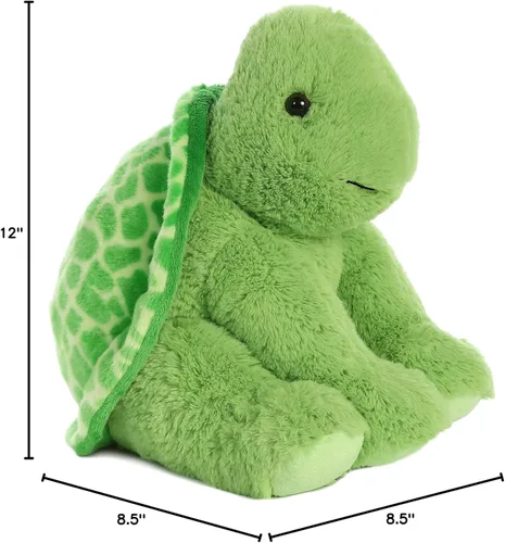Vista 5 de Aurora® Peluche de tortuga de peluche – Comodidad acogedora – Acurruces sin fin – Verde 14 pulgadas