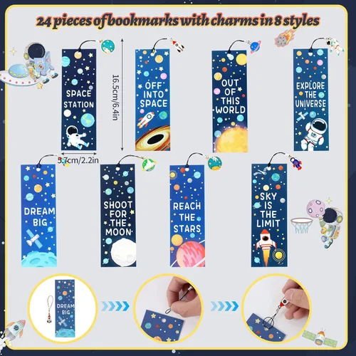 Vista 4 de Kolewo4ever Juego de papelería de 148 piezas con temática del espacio exterior: 100 lápices espaciales, lápices de astronauta, 24 planetas cohetes