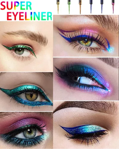 Vista 2 de Chameleon - Delineador de ojos con purpurina líquida, 1 bolígrafo dorado metálico de alta pigmentación para maquillaje para sombra de ojos, punta 01#