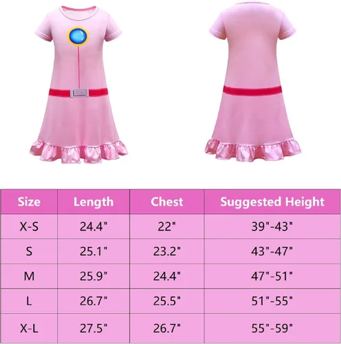 Vista 4 de Garperkids Disfraz de princesa para niñas, vestido rosa de manga corta para niños, cosplay, vestido casual de verano, traje de fiesta de Halloween
