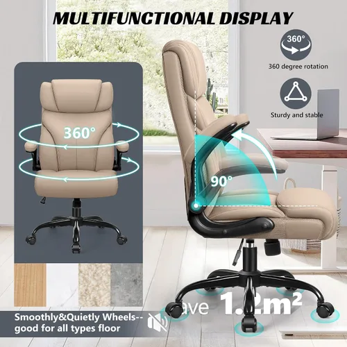 Vista 6 de HeroSet Silla de oficina, ergonómicas grandes y altas sillas de escritorio para computadora, silla ejecutiva de cuero transpirable con reposabrazos
