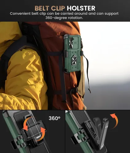 Vista 4 de Caka Funda para Galaxy Z Fold 5 (2023), [Clip resistente para cinturón] Funda con protector de pantalla integrado y soporte magnético y cubierta