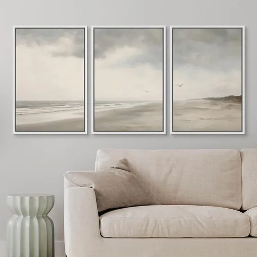 Vista 457 de wall26 Lienzo enmarcado para pared, juego de arte de acuarela pastel, paisaje rural, ilustraciones con formas abstractas, arte moderno, decorativo