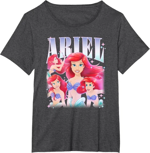 Vista 25 de Disney Camiseta de la princesa Ariel de la Sirenita Multi Pose, Negro