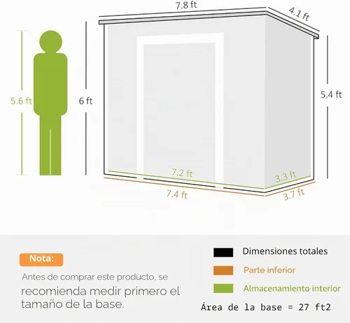 Vista 7 de Outsunny Cobertizo de almacenamiento para exteriores de 8 x 4 pies, cobertizo de plástico de resina impermeable con suelo, ventana, puertas