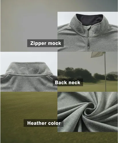 Vista 5 de Long Sleeve Golf Shirt Men 14 Zip Pullover Mens Long Sleeve Sun Protection Shirts UPF 50 Lightweight Athletic Pullover
