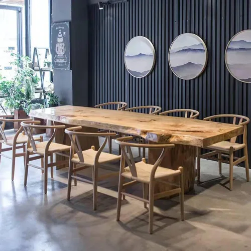 Vista 4 de LITFAD Live‑Edge Mesa de comedor de pino, escritorio de madera maciza
