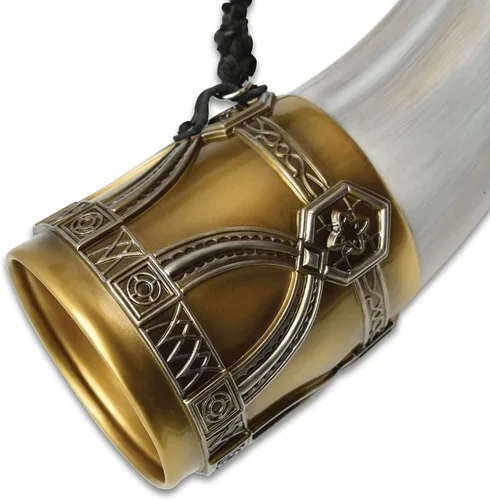 Vista 7 de United Cutlery Lord of the Rings Cuerno de Gondor Réplica de película precisa con licencia oficial, poliresina fundida, correa de hombro de cuero