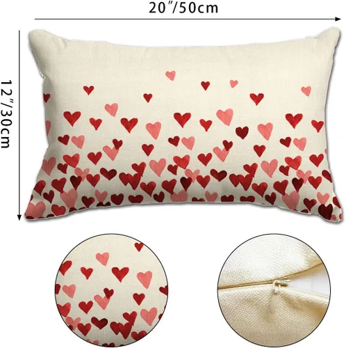 Vista 3 de Fundas de almohada para el día de San Valentín de 12 x 20 pulgadas, diseño de corazón rosa, decoración para sofá, decoración del hogar