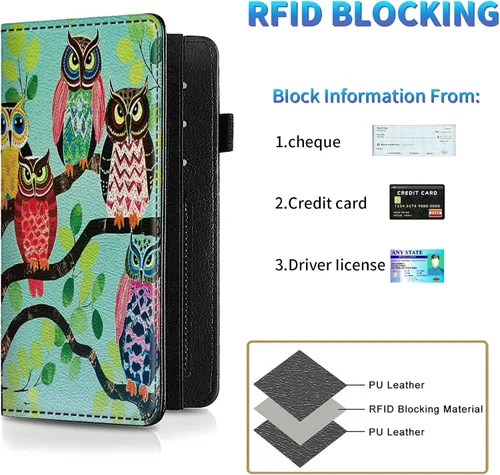 Vista 10 de Funda para chequera para hombres y mujeres, cartera de cuero RFID con ranuras para tarjetas de crédito, soporte de cheques duplicados personales