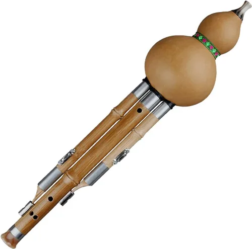Vista 2 de C/b-flat Llave Imitación Phyllostachys sulphurea Bamboo Cucurbit Flauta Hulusi Instrumento musical tradicional Instrumento de viento (llave C)