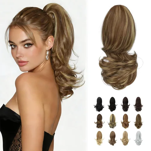 Vista 9 de SOFEIYAN Extensión de Cola de Caballo de 13" Larga y Rizada con Clip en Garra, Extensión de Cabello Sintético de Aspecto Natural para Mujeres