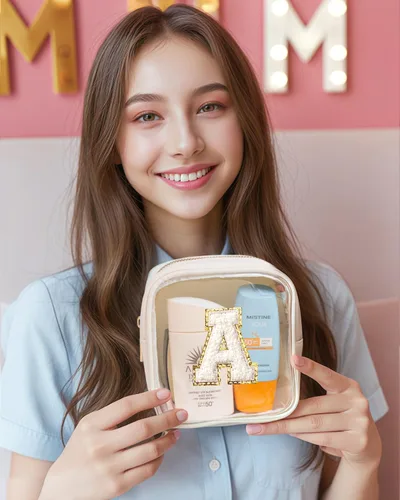 Vista 5 de KOTORA Bolsa de Maquillaje Inicial, Bolsa de Viaje de Artículos de Aseo, Bolsa de Maquillaje Transparente, Bolsas de Cosméticos Organizadoras