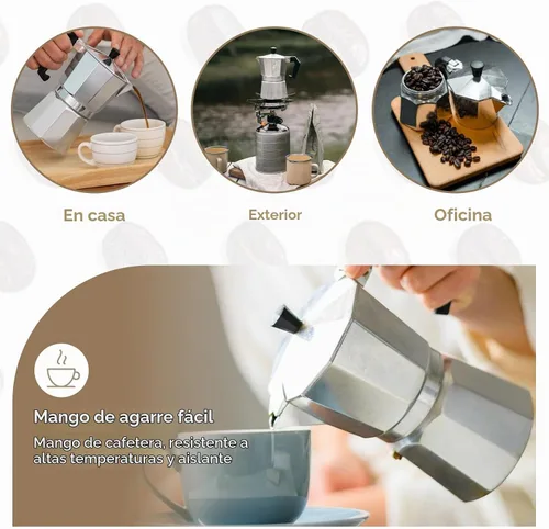 Vista 5 de Agatige - Cafetera Moka de 1 taza de 1 taza, cafetera de aluminio para estufa, cafetera de café percolador para el hogar, camping, oficina, café