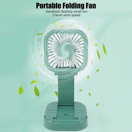 Vista 3 de Ventilador de escritorio pequeño 3 velocidades plegable Velocidad del viento Rotación de 270 grados Ventilador plegable portátil de viento fuerte