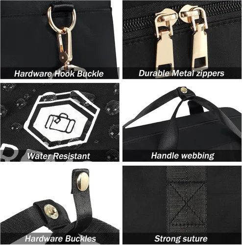 Vista 5 de Bolsas de viaje para mujer, bolsas de fin de semana, bolsa de lona para mujer, A-Negro, Simple y a la moda, Beis