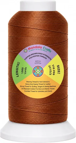 Vista 66 de Mandala Crafts Airforce Blue Tex 70 - Hilo de poliéster para tapicería 1500 Yds T70 UV Resistant Strong Thread for Leather Sewing, Marine