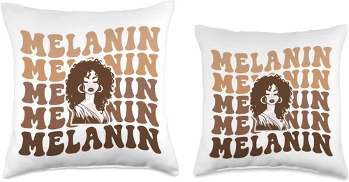 Vista 3 de Retro Groovy Melanin Black Afro Woman Black History Month Throw Pillow