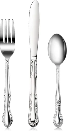 Vista 10 de New Star Foodservice 58680 Tenedor para ostras con patrón de rosas de acero inoxidable, 5.8 pulgadas, 12 piezas